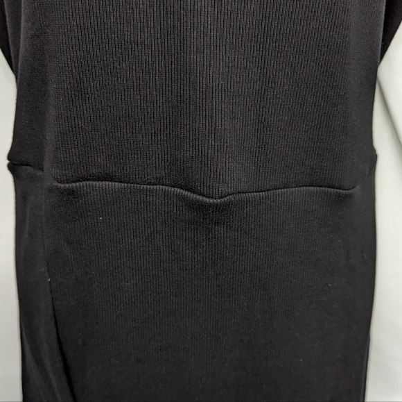 PrettyLittleThing NWT Ribbed Black Extreme Split Cap Sleeve Midi Dress Sz 16 - Picture 6 of 12